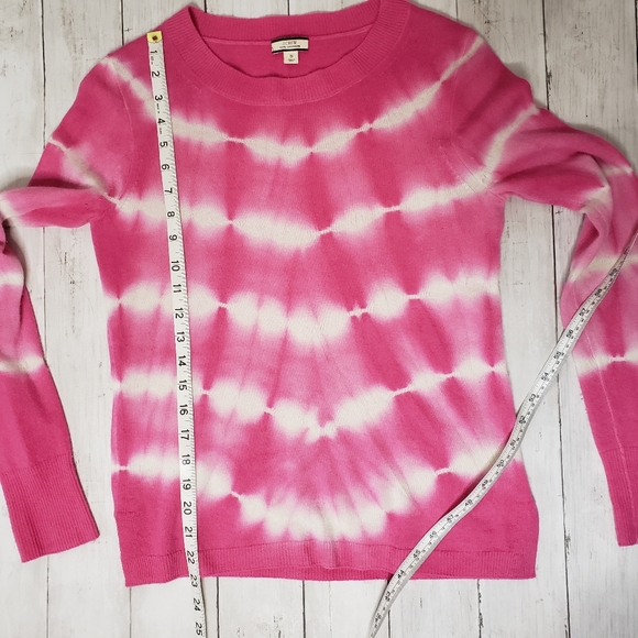 J Crew Sweater Crewneck Cashmere Tie Dye Pink White Small - Picture 12 of 15